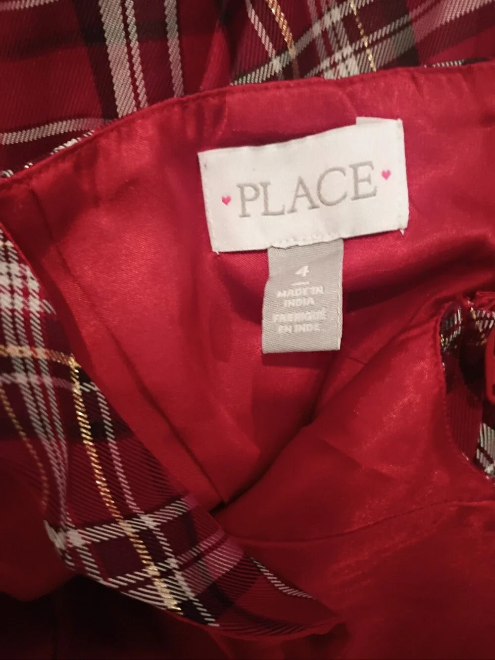 Holiday The Childrens Place Sz 4 Red Plaid Bubble Dress NWT